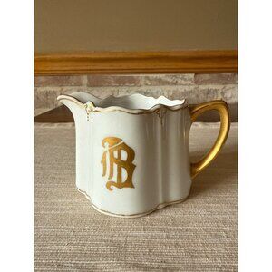 Antique KPM Berlin Porcelain Creamer – Gold Trim Monogram B Royal German China